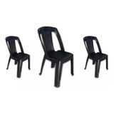 Combo 3 Sillas Capri Mascardi Negro Plastico Apilable