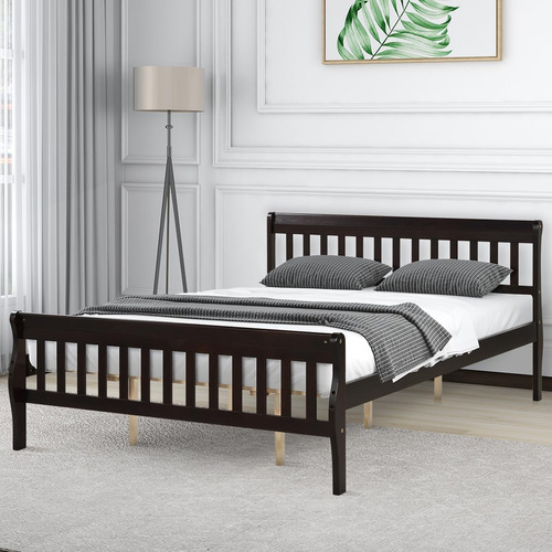 Iululu Base De Cama De Plataforma De Madera Maciza Con Cabec