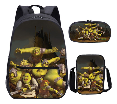 Juego De Tres Bolsas Monster Shrek, 17 Pulgadas, Gran Capaci