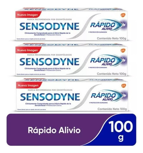 Pasta Dental Sensodyne Rápido Alivio 100 Grs X 3