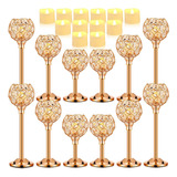 Bokon 24 Pcs Candelabros De Cristal De Oro De Navidad Con Ve