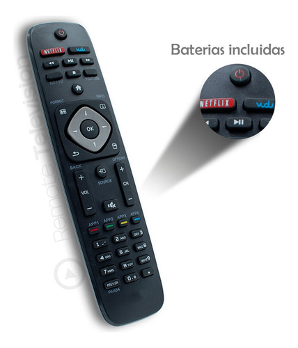 Control Remoto Phillips Smart Con Netflix Youtube + Pilas