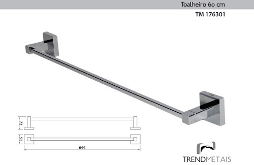 Toalheiro Quadrado 60cm Trend Metais Tm 176301