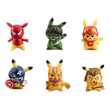 6 Figuras Pokemon Pikachu Avengers Vengadores Cosplay Set