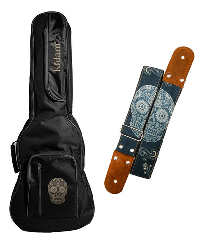 Funda P/guitarra Eléctrica Deville Con Diseño + Strap