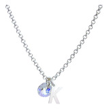 Cadena Plata Mujer Con Inicial Y Cristal  +  Present  Regalo