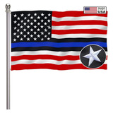 Bandera Americana De Línea Azul Bordada 3x5 Fabricada ...