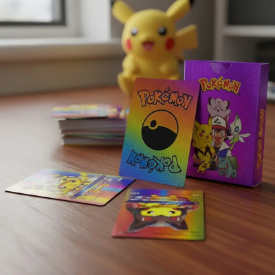 55 Cartas Pokémon Rainbow Metallic Rare Folia Coleccionable | Meses sin interés