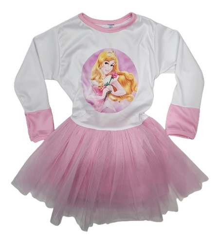 Vestido Disfraz Aurora Tutu Princesa Manga Larga