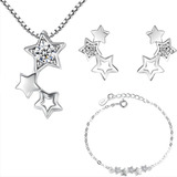 Collar Pendientes Pulsera Plata 925 Mujer Regalo Estrellas