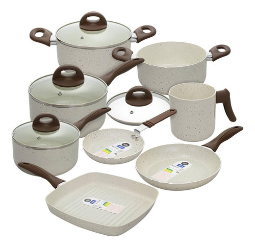 Conjunto De Panelas Vanilla Ceramic Life Brinox 8 Peças