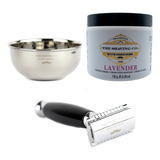 The Shaving Co Kit Crema Afeitar Lavanda Razor Negro Y Bowl