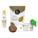 Kit Skincare Tonificante Argila Marrom/sabonete/tônico/creme