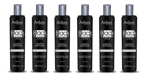 6 Shampoo Matizador Black Platinum 250ml Anjore Atacado