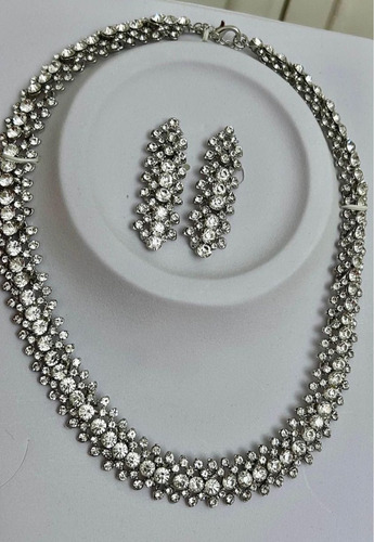 Conjunto Collar Y Aros Strass Fiesta Novias 