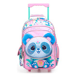 Chimola Mochila Carro 18 Pulgadas Little Panda Bt61 Color Multicolor Diseño De La Tela Estampado