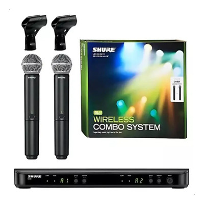 Micrófono de mano dual profesional Shure Blx288 Sm58, color negro | Meses sin interés