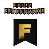 Letrero Feliz Cumpleaños Fiesta Deco Banderin Letras Dorado