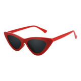 Óculos Sol Feminino Cat Eye Luxo Preto/vermelho Retro