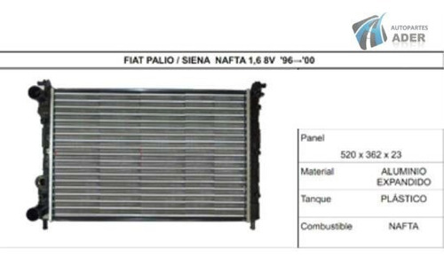 Radiador Fiat Palio Siena 1997 A 2001 8v Nafta 559x359x23 Foto 4
