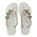 Havaianas Branca Decorada Borboleta Com Pedrarias