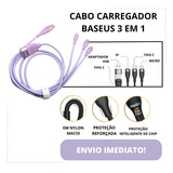 Cabo Carregador Baseus Flash Triplo 100w Usb Micro iPhone Tc Cor Roxo