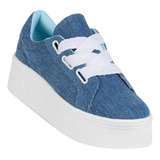 Tenis Mujer Casual Plataforma Azul Stfashion 24104006