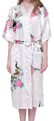 Albornoces De Mujer Pavo Real Kimono Largo Bata Japonesa 348