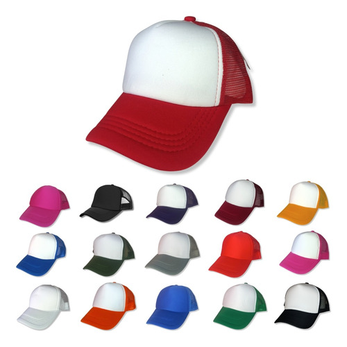 10 Gorras Lisas De Malla Esponja Trucker Camionero P Sublima