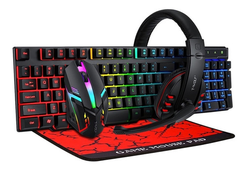 Kit Gamer 4 En 1 - Gaming Combo Teclado Audifonos Mouse Pap