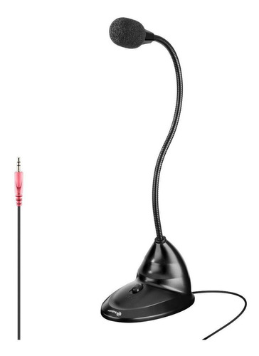 Micrófono Para Pc O Laptop, Con Cuello Flexible | Mic-525 Color Negro