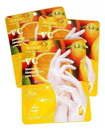 3 Mascarillas Blanqueadoras Para Manos Con Vitamina C  