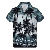 Camisa Para Hombre N De Manga Corta Hawaiana Estampada Summe