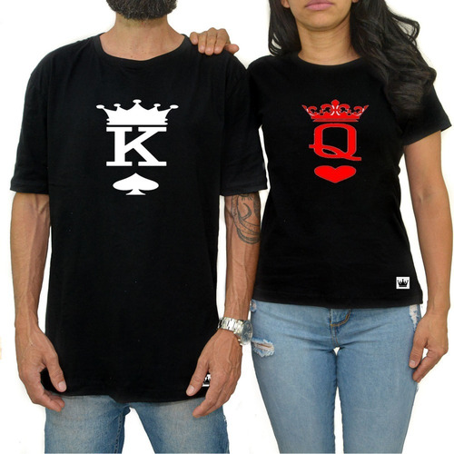 Kit 2 Camiseta Casal Namorados Estampa Baralho Envio Imediat