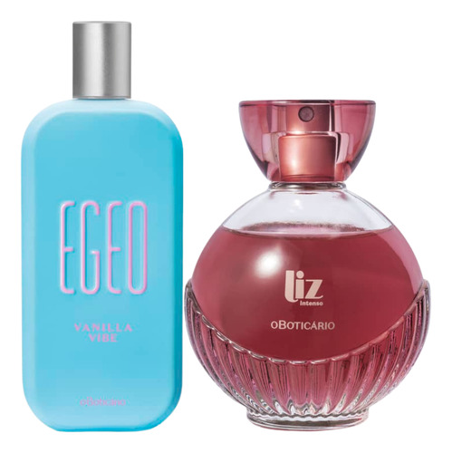 Combo Egeo Vanilla Vibe Colônia 90ml + Liz Intenso Colônia 100ml Kit Presente O Boticário Feminino Fragrância Exclusiva E Marcante.