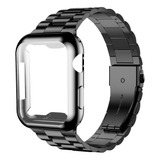 Malla Metalica Negra Y Funda P/apple Watch S 3-2-1 42mm