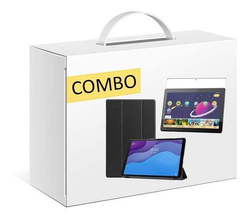 Funda Smart Cover Para Tablet Lenovo M10 Hd+ Vidrio Templado