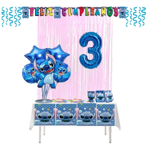 Kit Decoración Fiesta Lilo & Stitch 12 Personas 10 Items