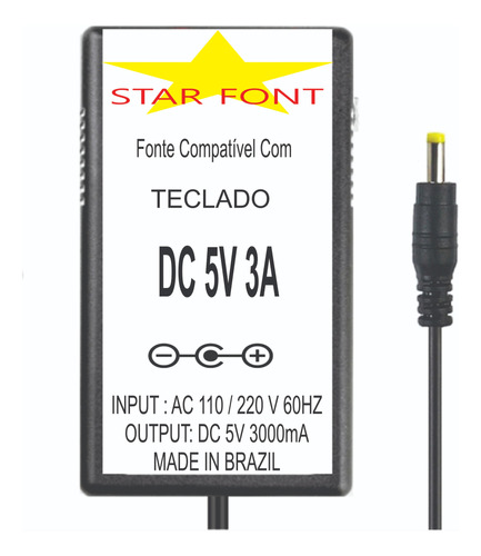 Fonte 5v 3a Para Teclado Controlador Irig Keys I/o 25 49 61