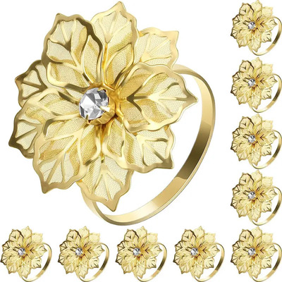 Bkit 12 Anel Guardanapo Dourada Decoração Casamento | Frete grátis