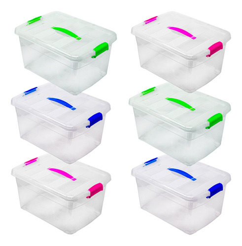 Cajas Organizadoras De Plastico 10 Lts | Paquete De 6 Un