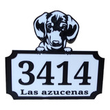 Placa Perro Cartel Direccion - Calle Numero - Plastico 20x18