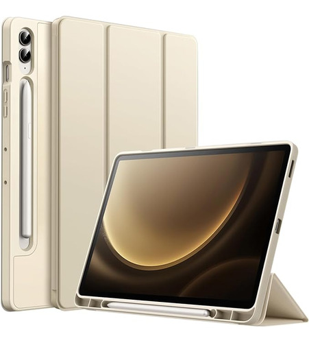 Funda Con Porta Lapiz Para Galaxy Tab S9 Fe Plus 12.4 Beige