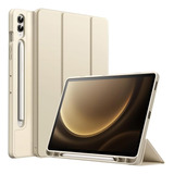 Funda Con Porta Lapiz Para Galaxy Tab S9 Fe Plus 12.4 Beige