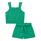 Infanti Conjunto Blusa Cropped Shorts Laise Lisboa Verde