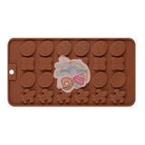 * Molde Silicon 24 Medallas Flor De Lis Chocolate Fondant