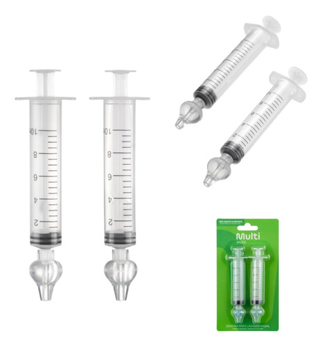 2 Seringas Limpeza Nasal 10ml Adulto E Infantil - Hc398