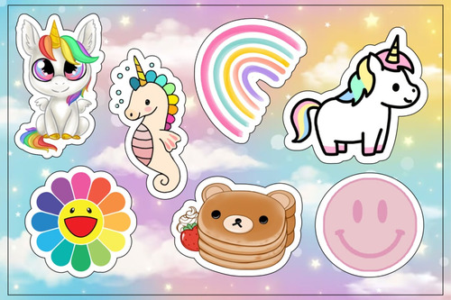 Stickers Papel X 6 Planchas Para Souvenir Kawaii Cute Nena