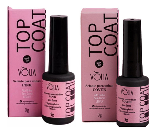 Kit 2 Top Coat Vòlia - Pink+ Cover - 9g Selante