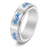 Anillo Fidget Giratorio Giratorio De Gato Azul Para Mujeres 